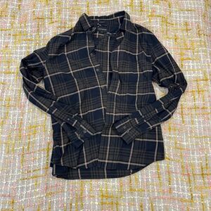 Banana Republic Navy and Brown Plaid Button-Down Shirt